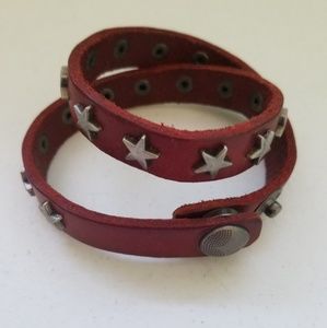 Sale red leather wrap around cuff bracelet